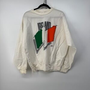 Vintage Ireland Flag Sweatshirt‎ International Colors Graphic Crewneck Top